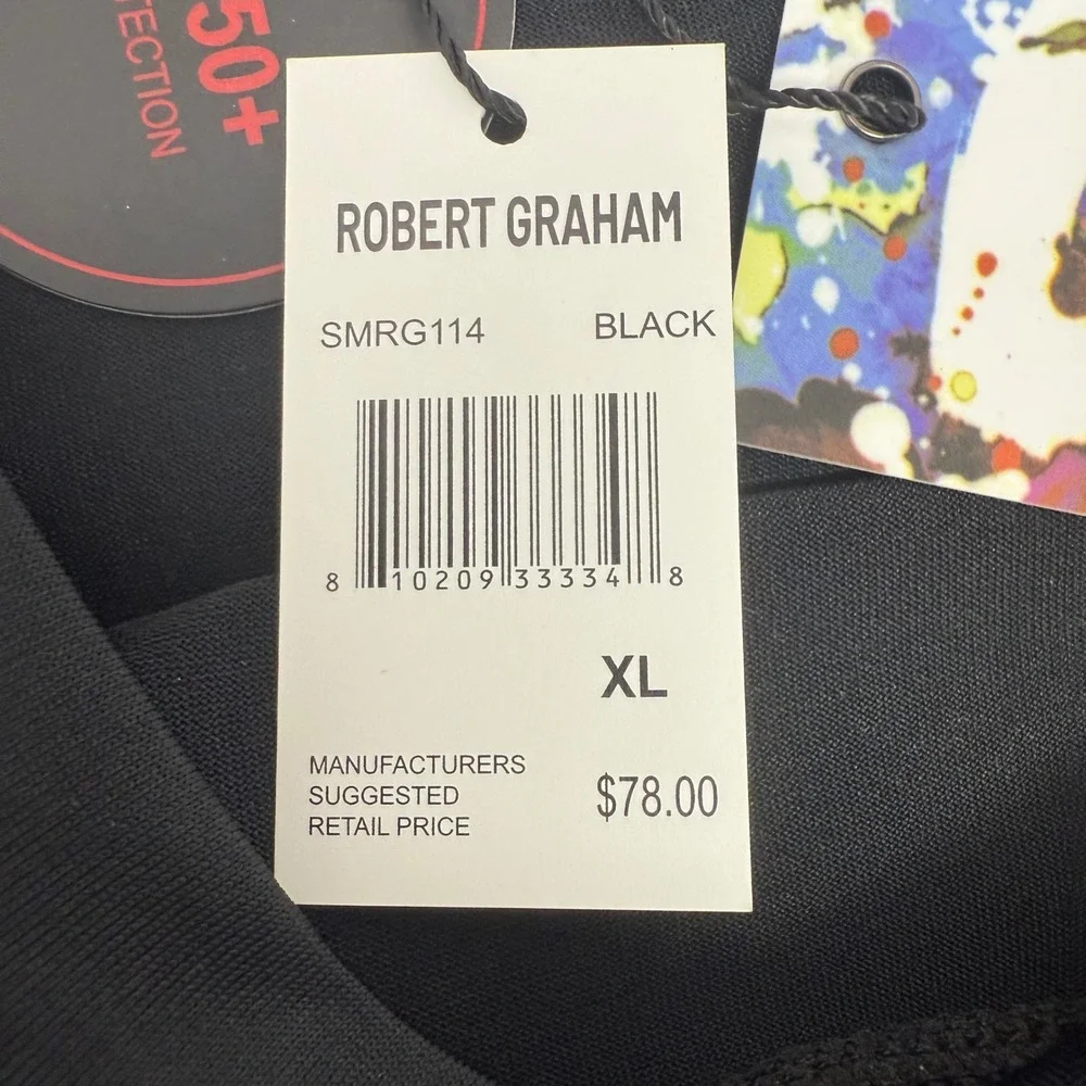 Robert Graham Mens XL Black UPF 50+ Sun Shirt Long Sleeve Graphic SMRG114 NEW
